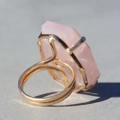 Polished Rose Quartz Ring – rings