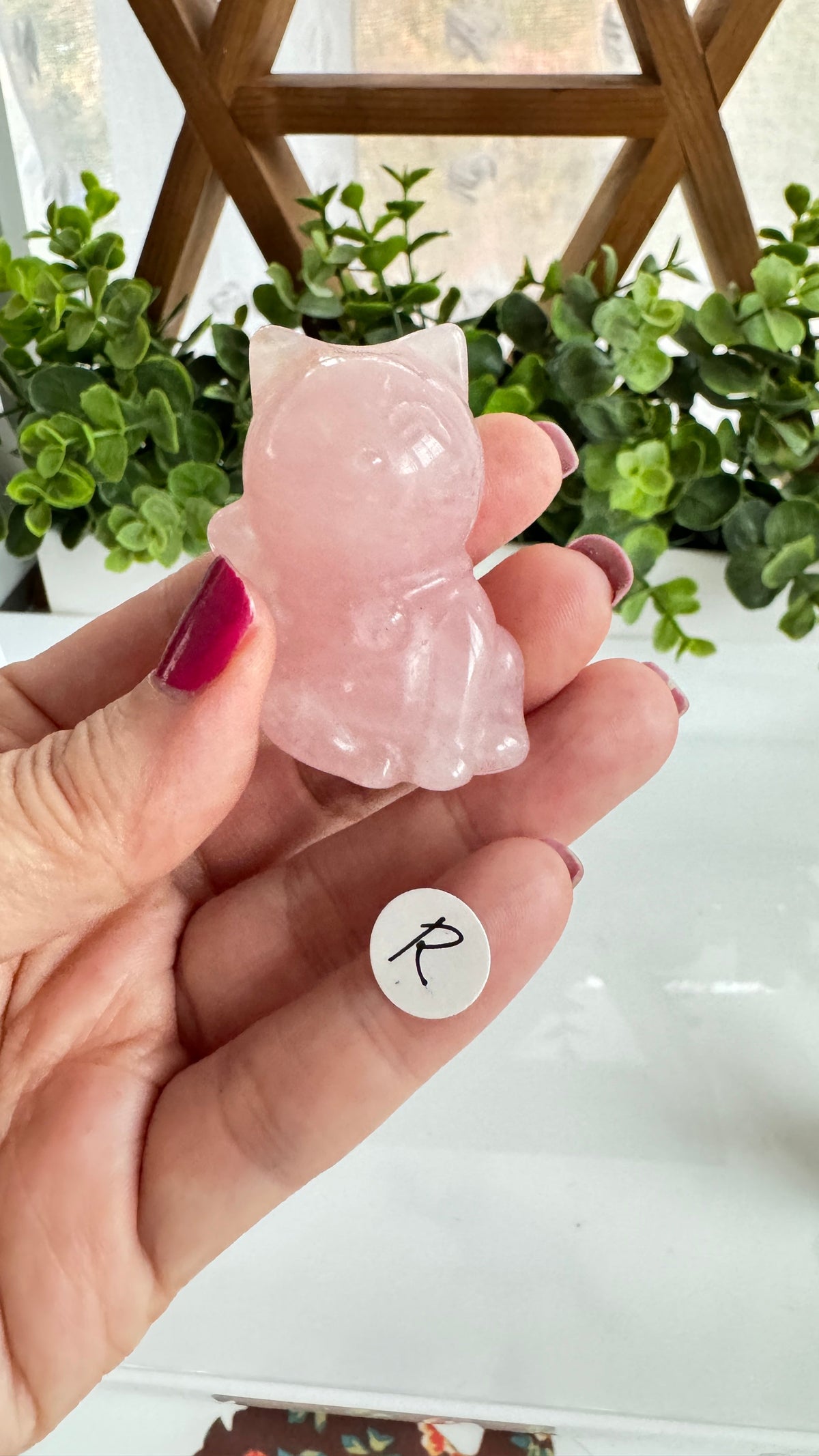 Crystal Lucky Cat Carving | Green Aventurine & Rose Quartz