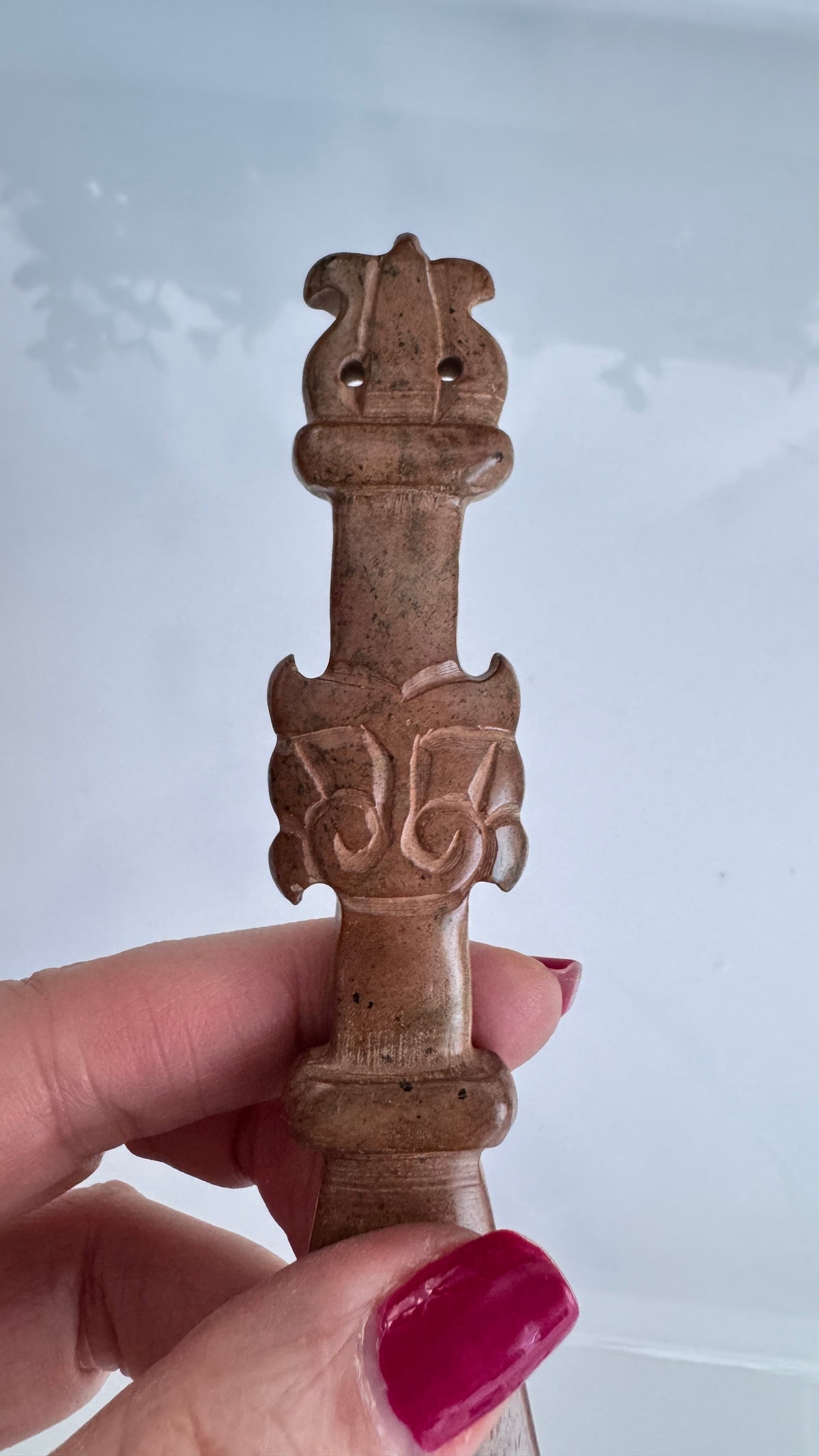 Hand-Carved Jade Tiger Athame – 6" Ritual Knife for Strength