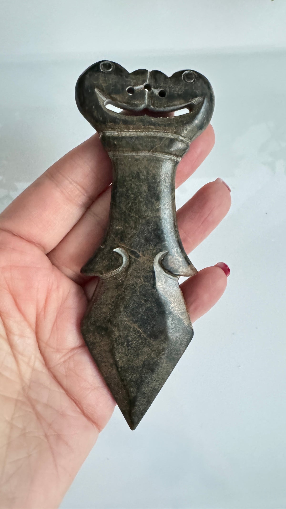 Kissing Dragon Jade Athame – Hand-Carved 5" Ritual Knife – Crystals