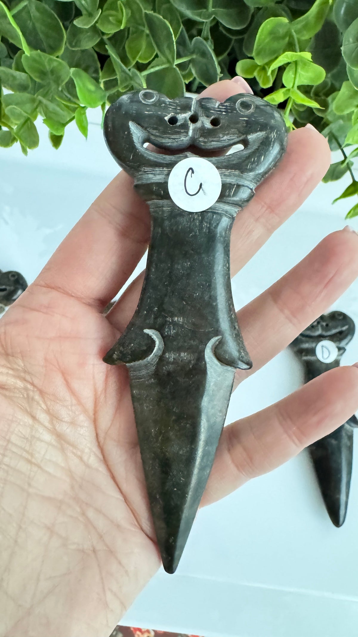 Kissing Dragon Jade Athame – Hand-Carved 5" Ritual Knife – C Crystals