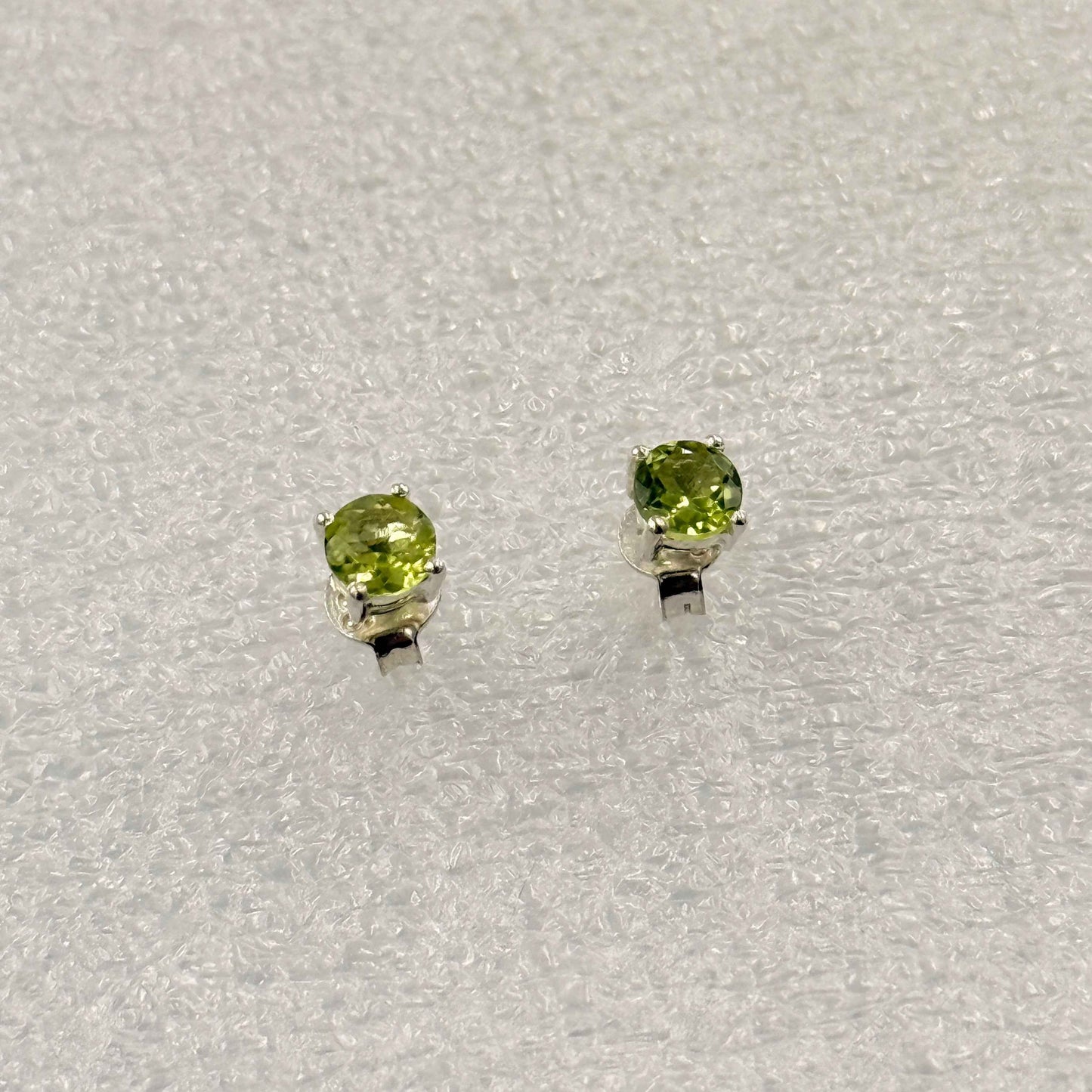 Sterling Silver Round Peridot Post Earrings Size 3