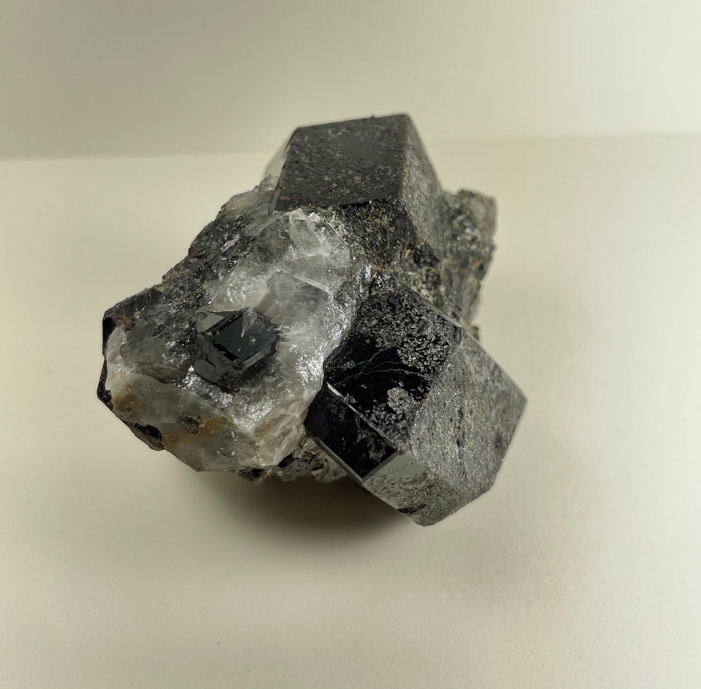 Melanite Garnet Cluster w/ Quartz 164g