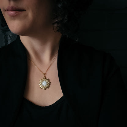 Lunar Witch Necklace - Rainbow Moonstone Pendant – Necklace