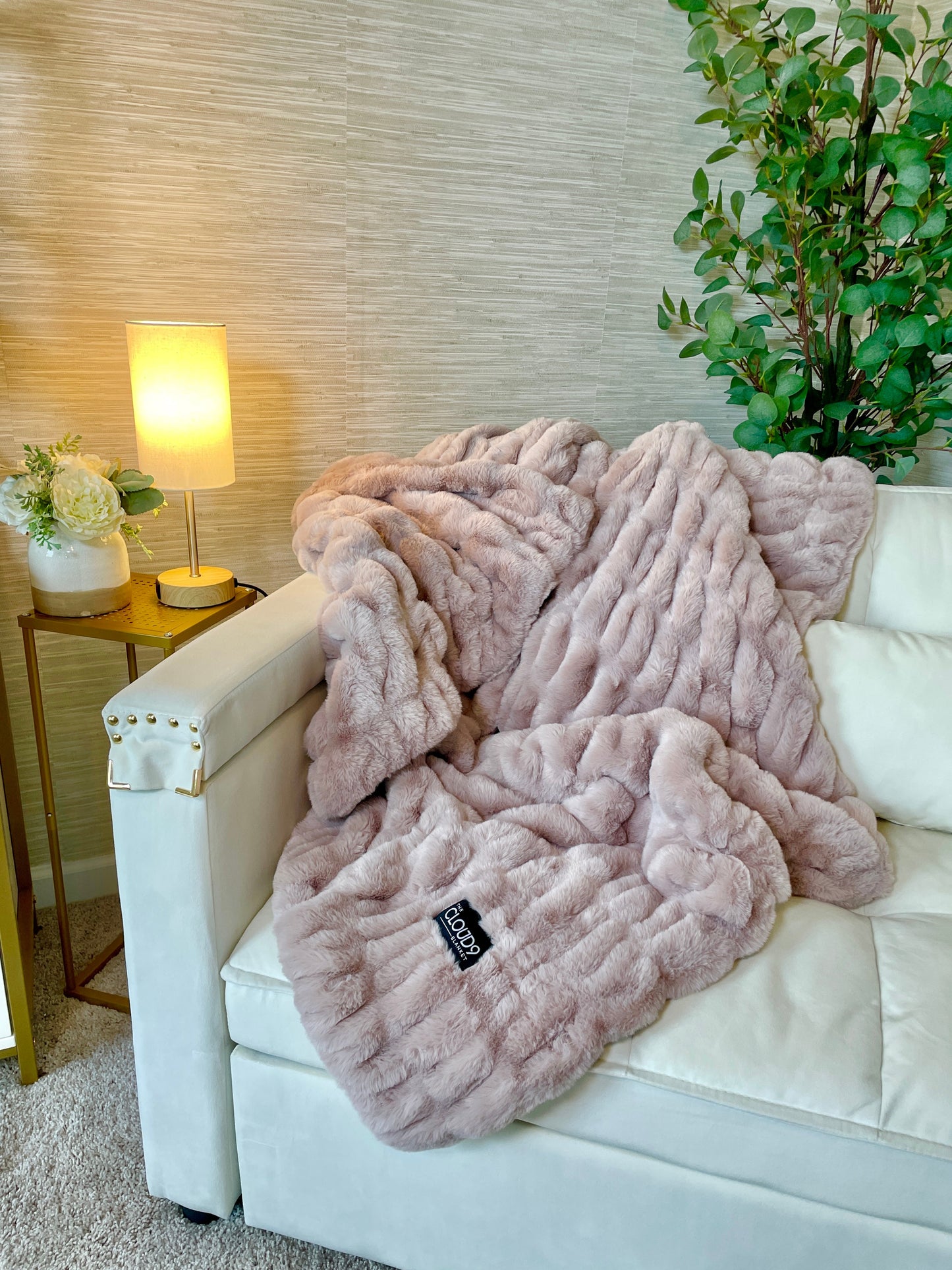 Blush Minky Faux Fur Blanket - Large: 60"x72"