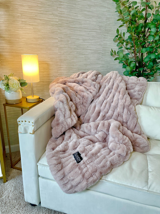 Blush Minky Faux Fur Blanket - Large: 60"x72"