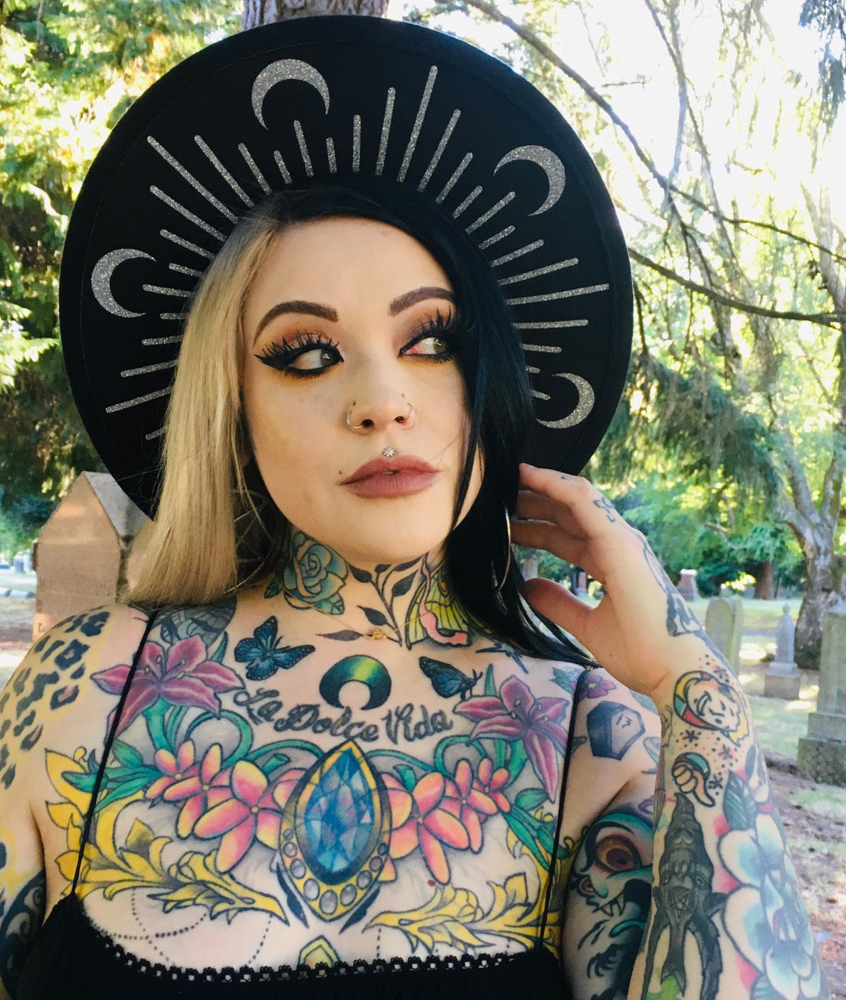 Vegan Felt Hat - XL Brim - "Glitter Moon Burst"