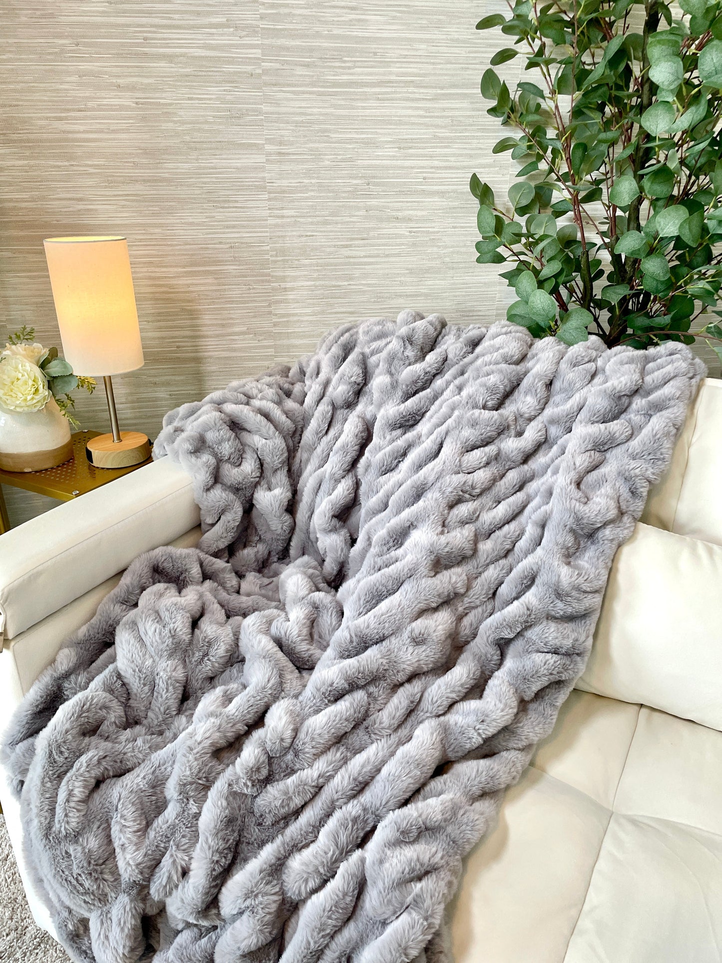 Gray Minky Faux Fur Blanket - Large: 60"x72"