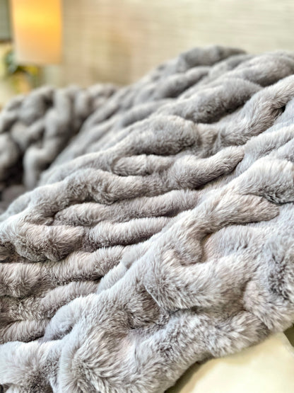 Gray Minky Faux Fur Blanket - Large: 60"x72"
