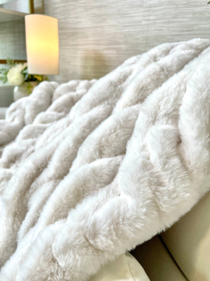 Ivory Minky Faux Fur Blanket - Large: 60"x72"