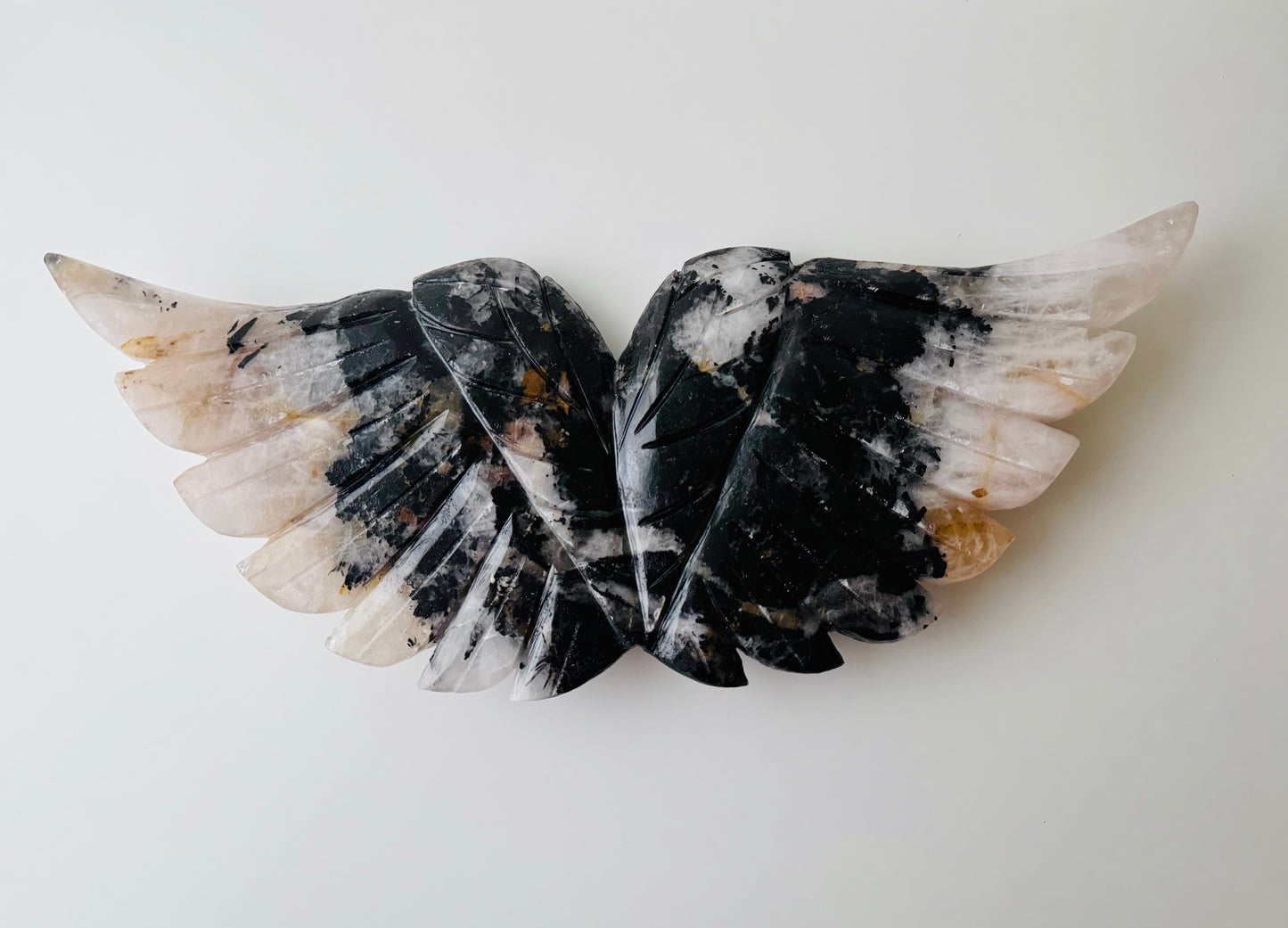 Crystal Carved Angel Wings – Ethically Sourced Hand-Carved Display