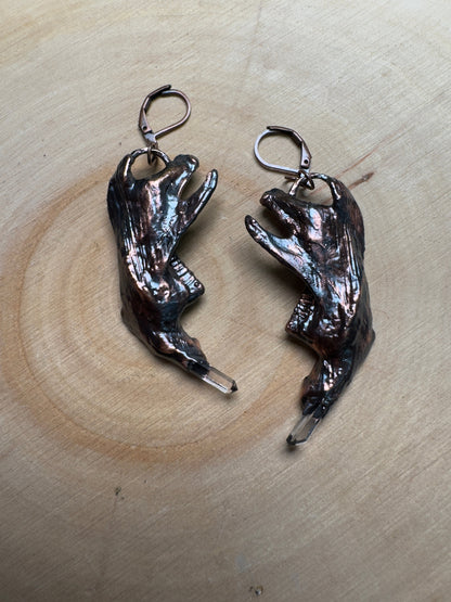 Beltharion- Muskrat Jawbone and Quartz Earrings – Necklace