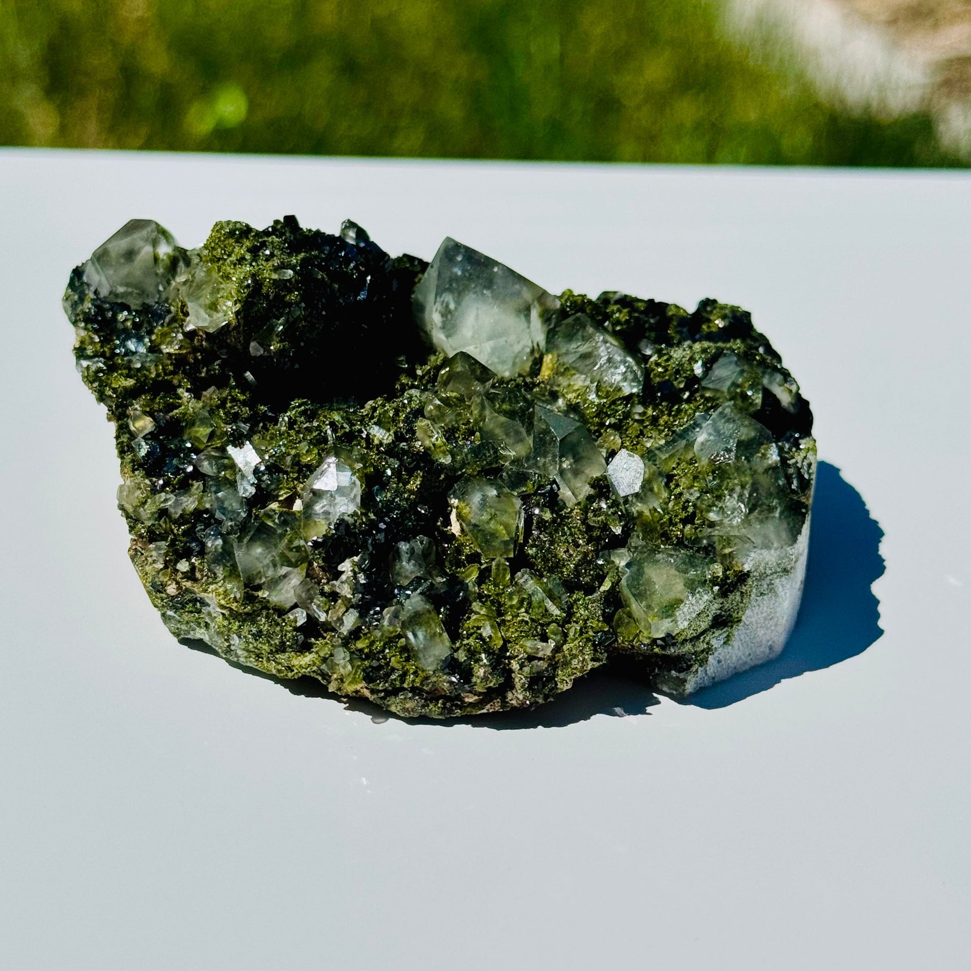 Epidote & Quartz Specimens from Turkey – Natural Mineral Crystals – Epidote w quartz.455 lb