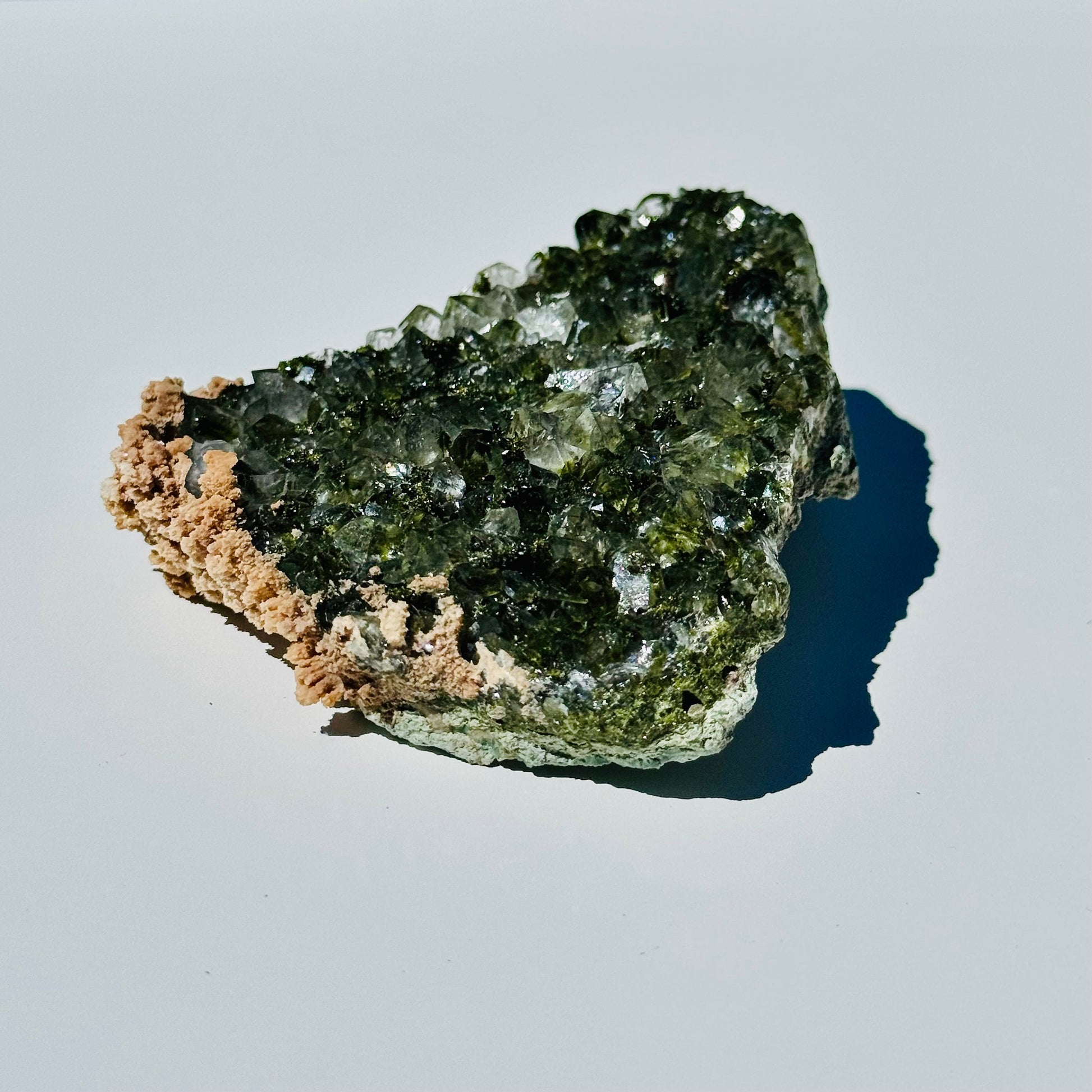 Epidote & Quartz Specimens from Turkey – Natural Mineral Crystals – Flat w matrix .235 lb