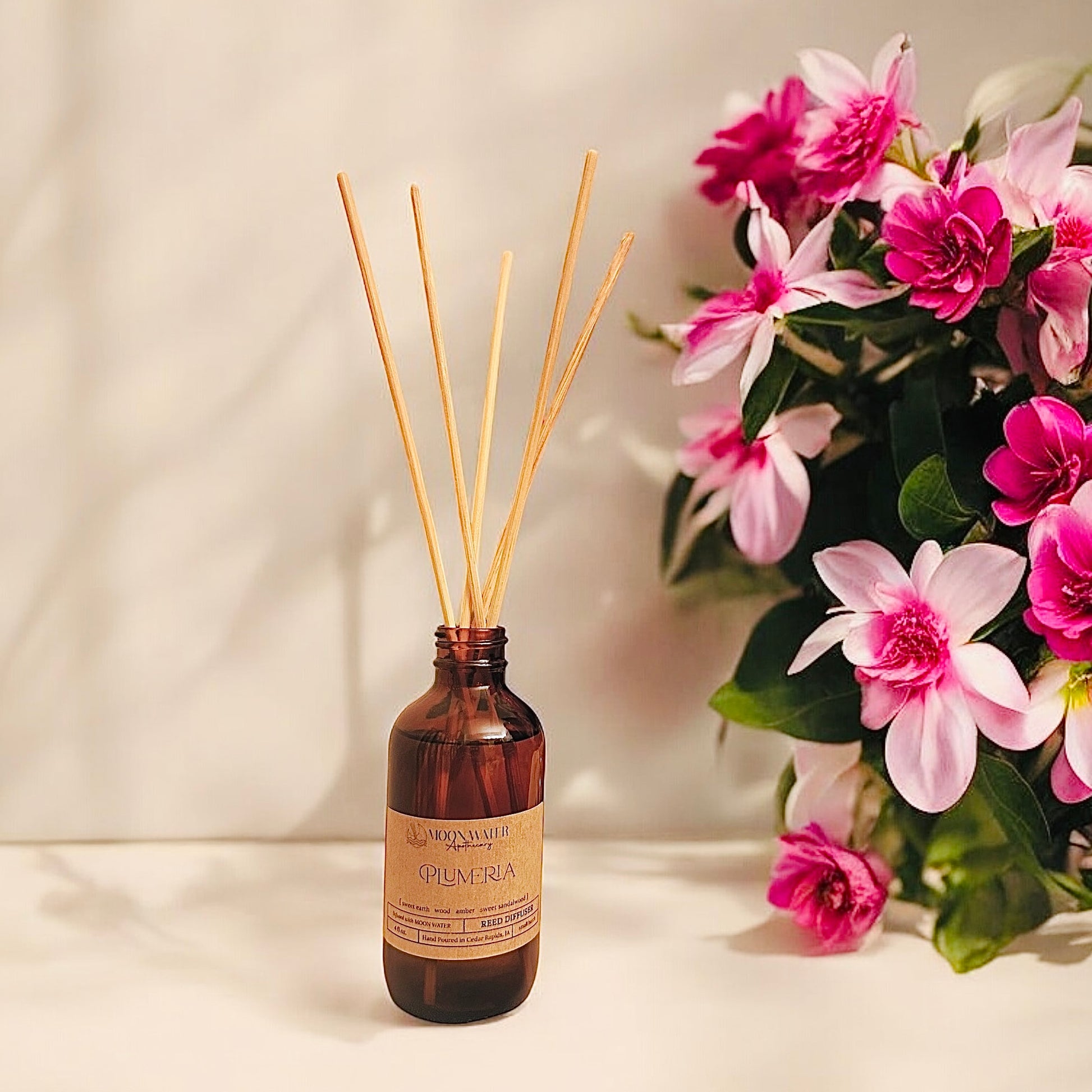 Plumeria - REED DIFFUSER, Tropical Floral Home Fragrance -- by Moon Water Apothecary! –