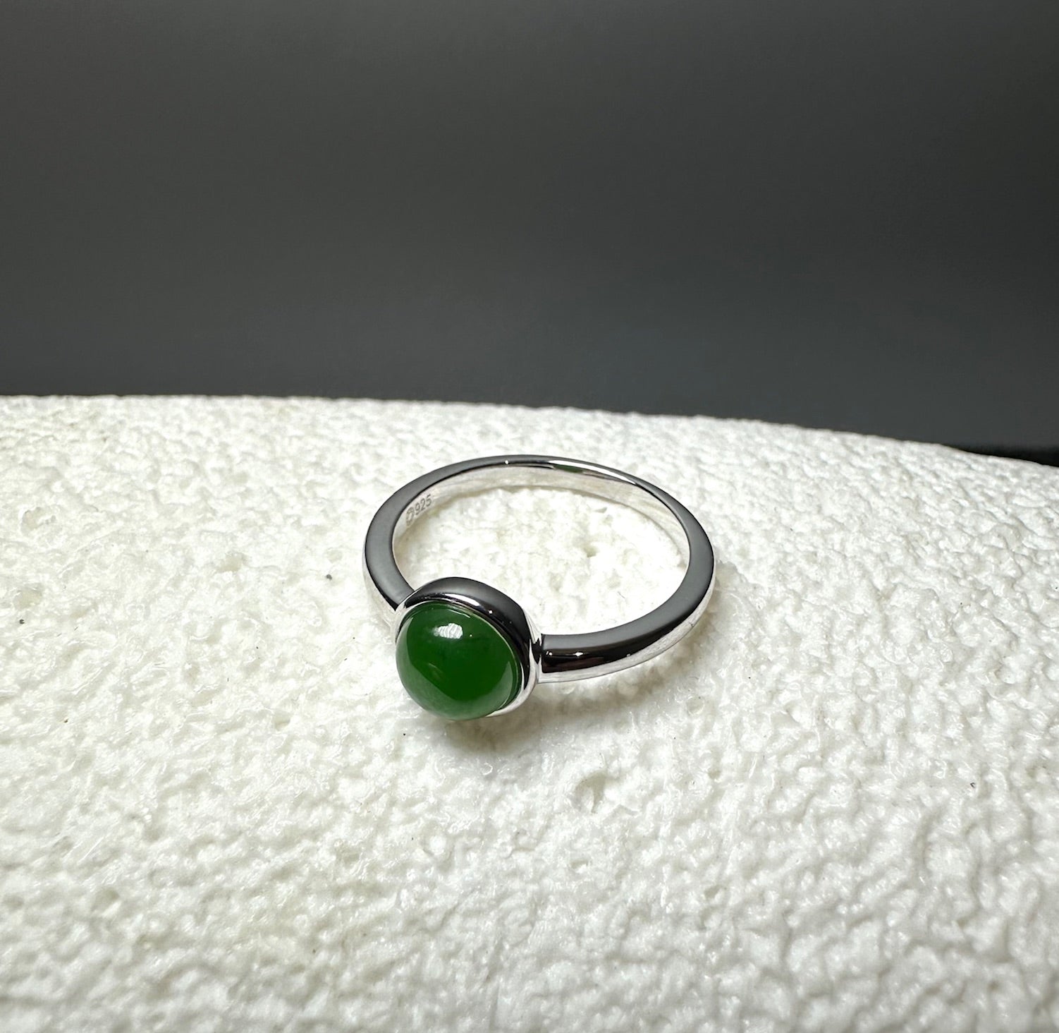 Canadian Jade Silver Ring – Genuine Nephrite Jade, Sterling Setting –