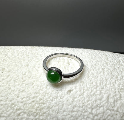 Canadian Jade Silver Ring – Genuine Nephrite Jade, Sterling Setting –