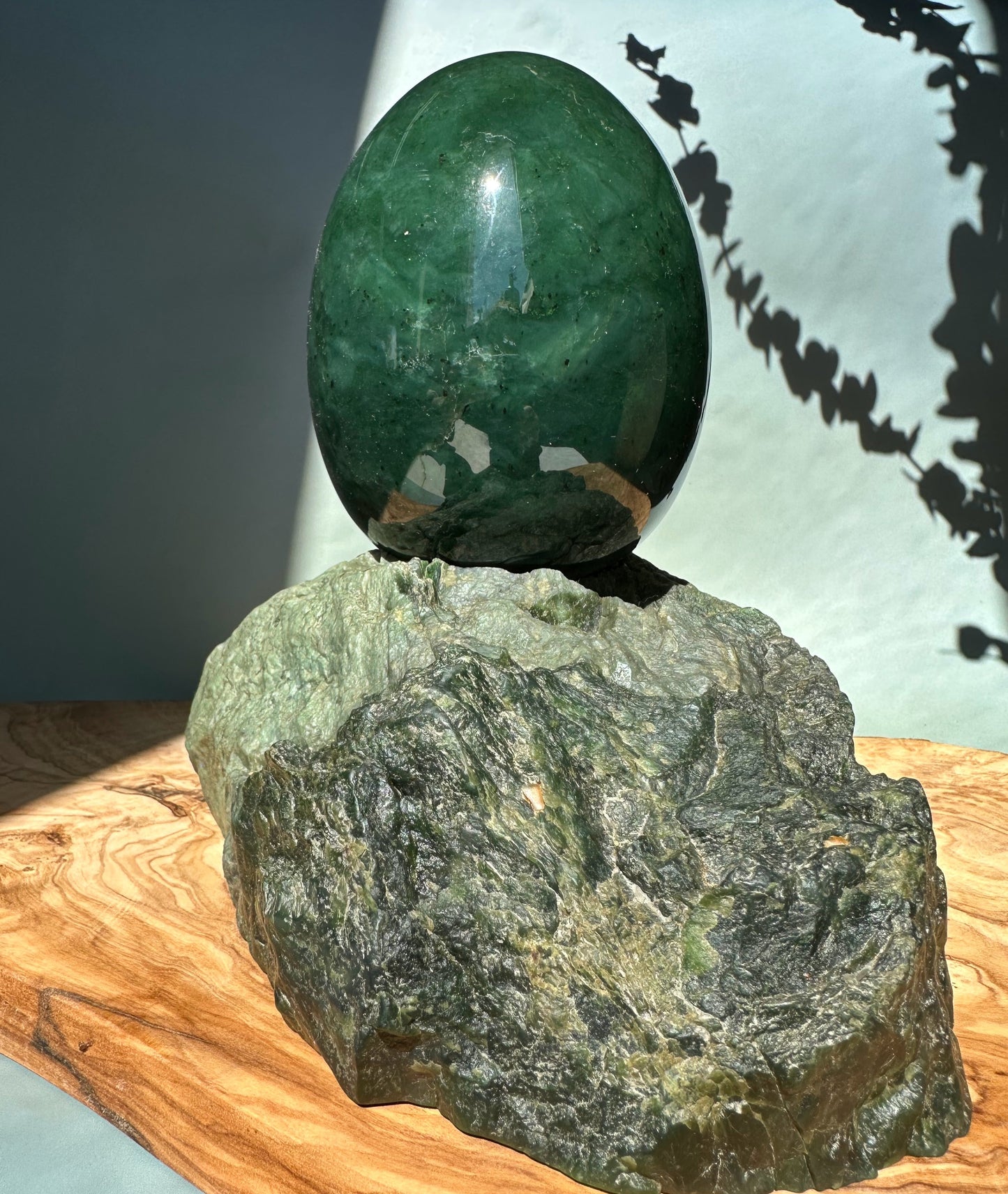 Large Jade Egg On A Base - 5"