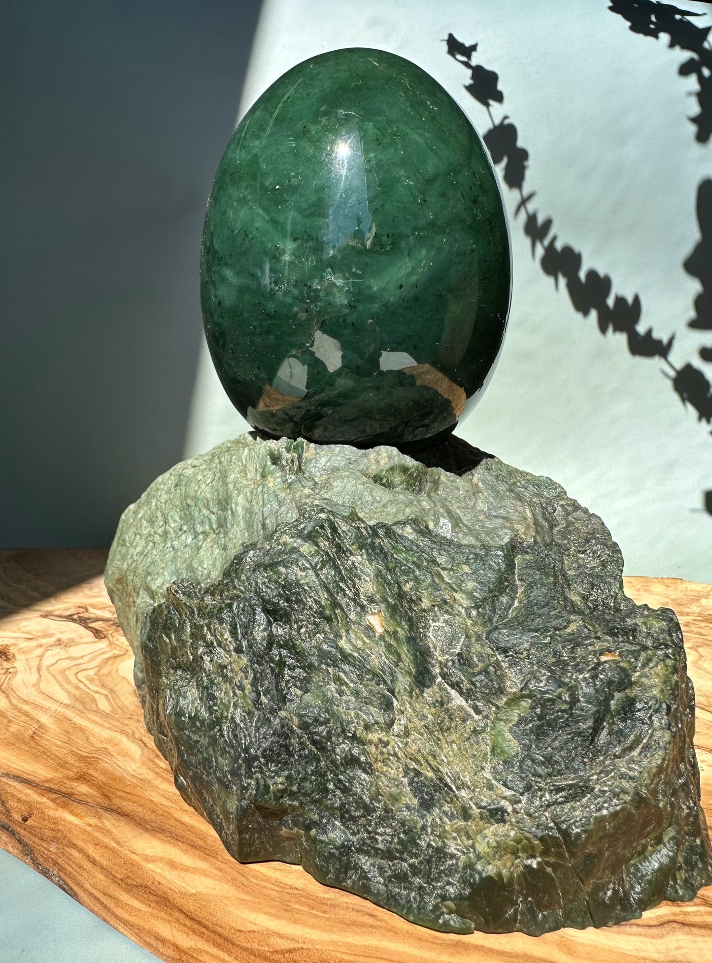 Large Jade Egg On A Base - 5"