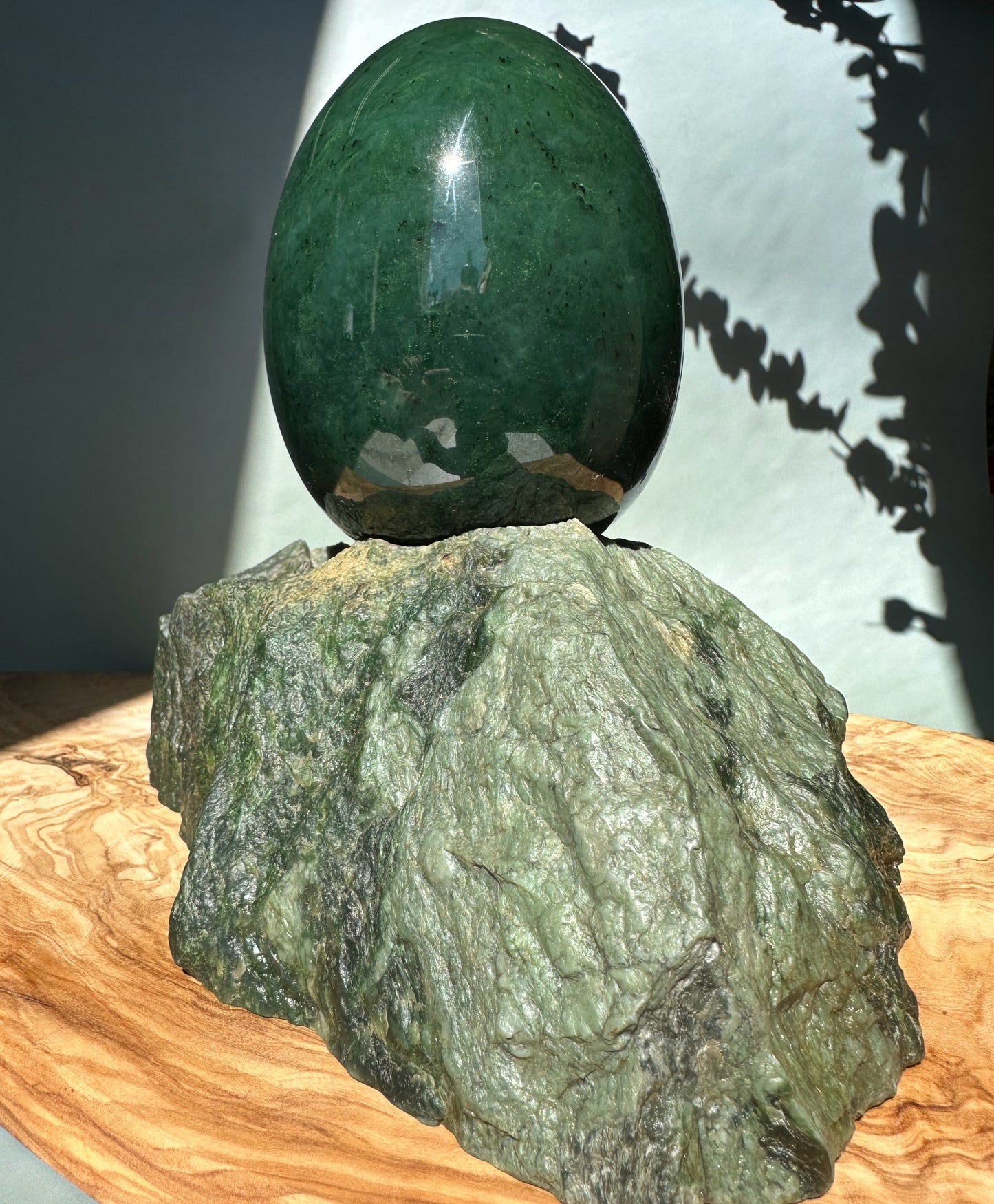 Large Jade Egg On A Base - 5"