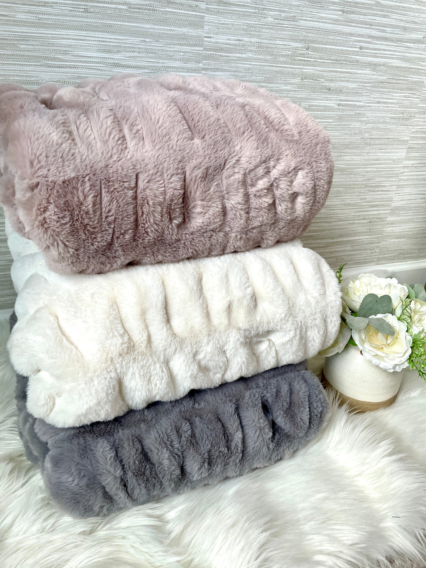 Gray Minky Faux Fur Blanket - Large: 60"x72"