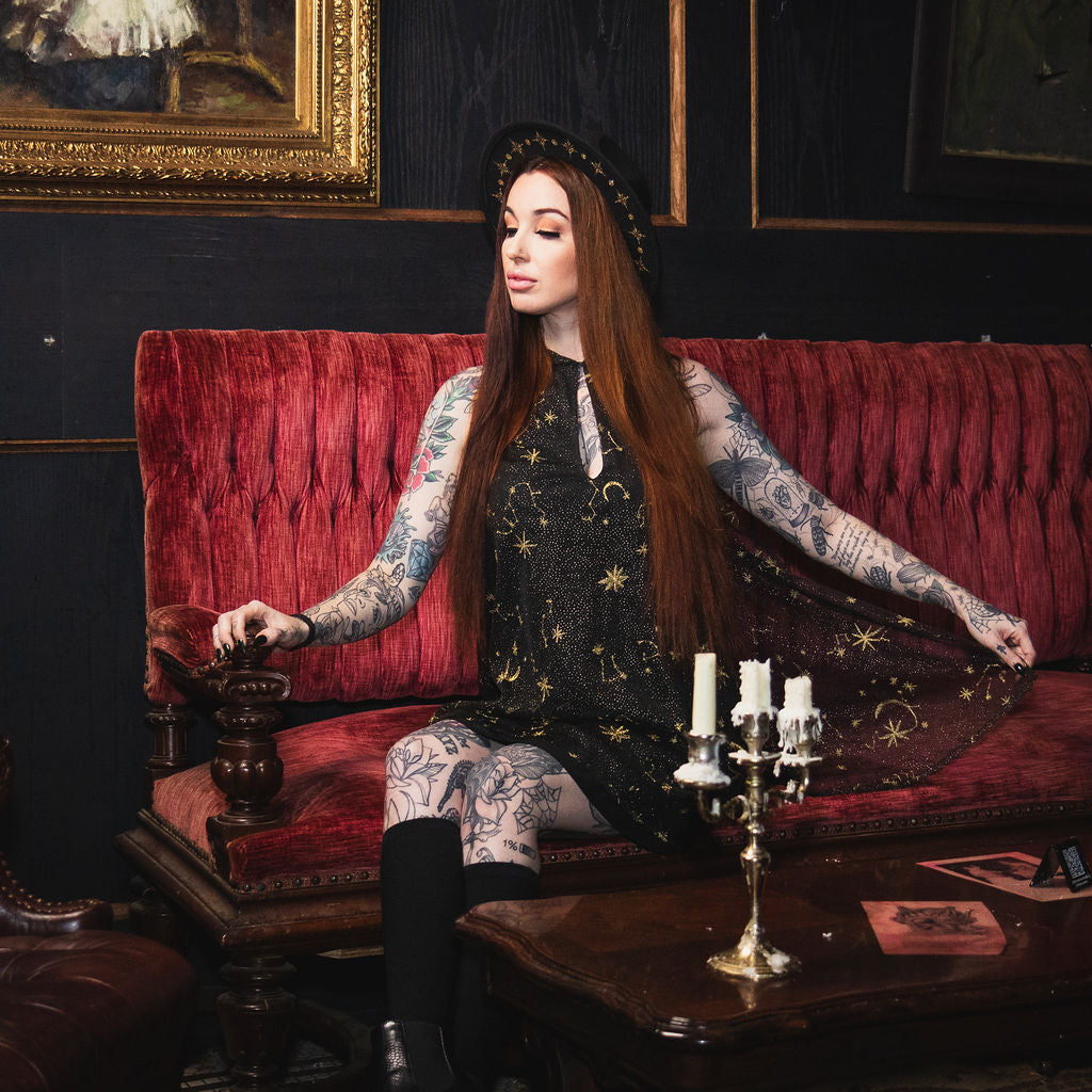 Hooded Mini Dress with Capelet