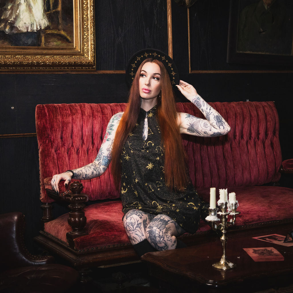 Hooded Mini Dress with Capelet