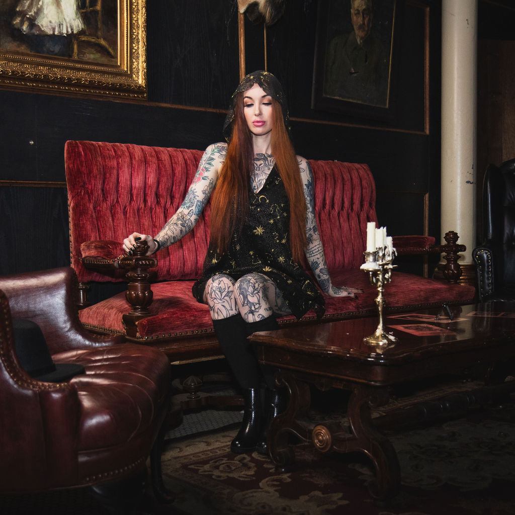 Hooded Mini Dress with Capelet