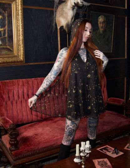 Hooded Mini Dress with Capelet