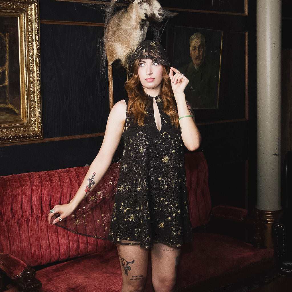 Hooded Mini Dress with Capelet