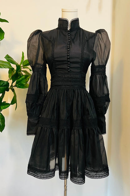 Morgana - Romantic Victorian Inspired Party Dress - BLACK - READY TO SHIP