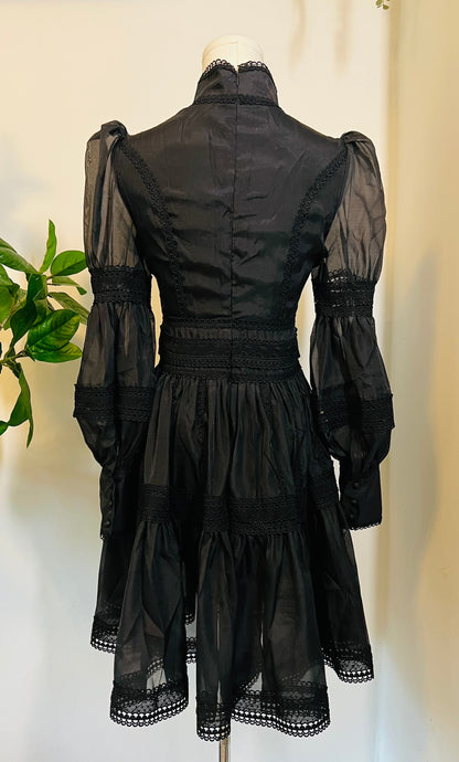 Morgana - Romantic Victorian Inspired Party Dress - BLACK - READY TO SHIP