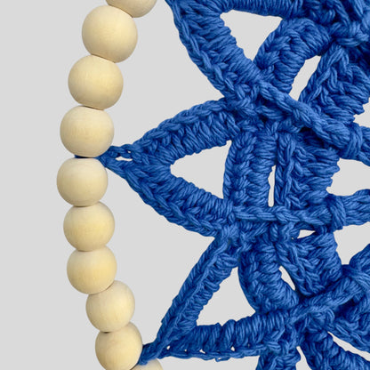 10" Handmade Wood Bead Frame Macrame Dreamcatcher - Nursery and Kid's Room Decor -- Blue