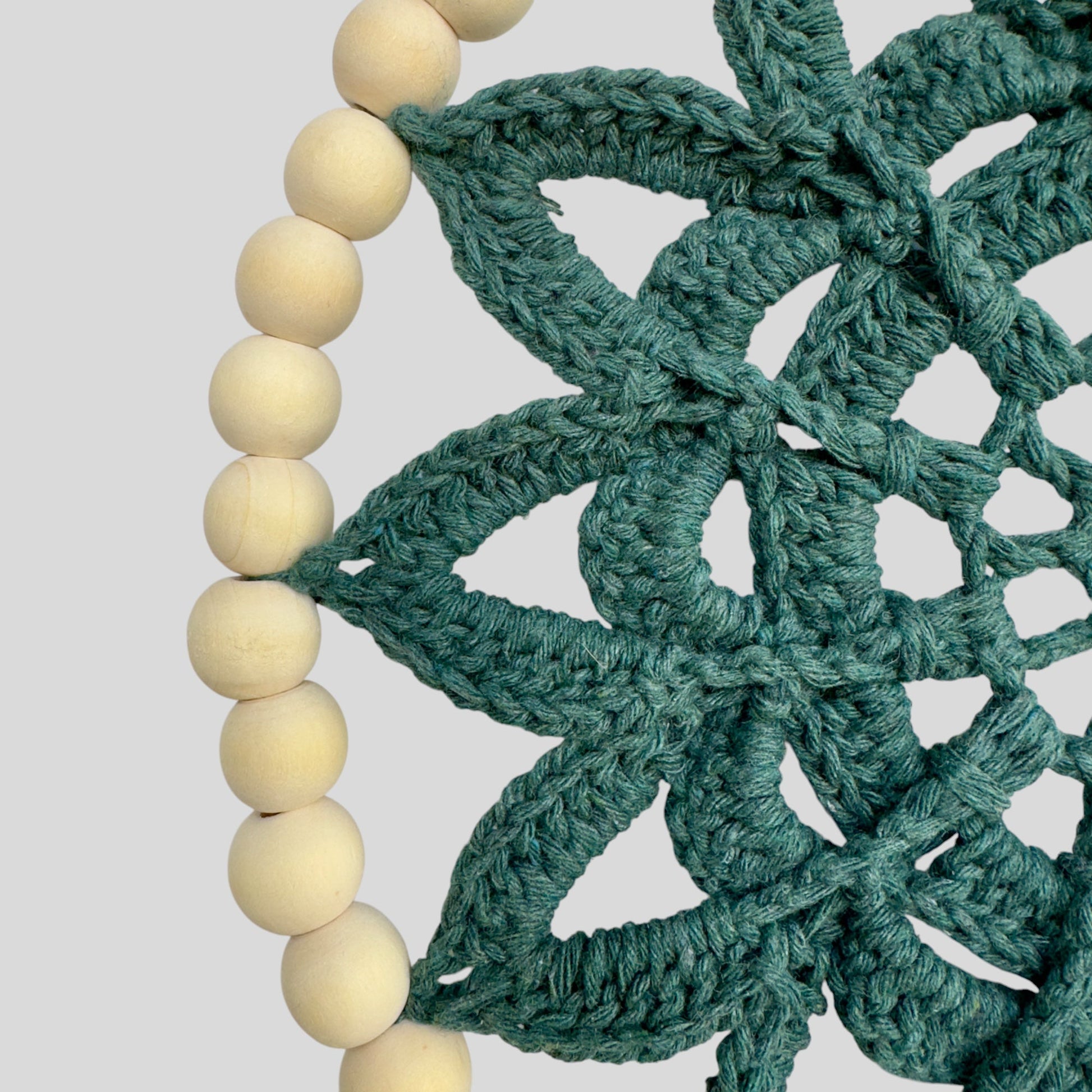 9.5" Handmade Wood Bead Frame Macrame Dreamcatcher - Nursery and Kid's Room Decor -- Forest Green –