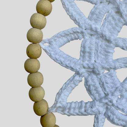 10" Handmade Wood Bead Frame Macrame Dreamcatcher - Nursery and Kid's Room Decor -- White