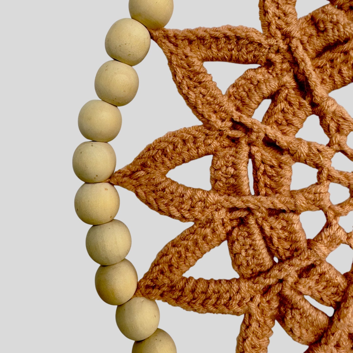 8.5" Handmade Wood Bead Frame Macrame Dreamcatcher - Nursery and Kid's Room Decor -- Himalayan Salt