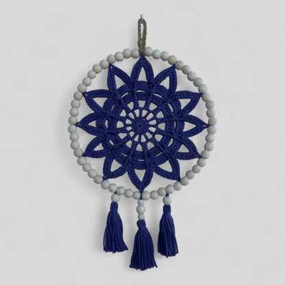 10" Handmade Wood Bead Frame Macrame Dreamcatcher - Nursery and Kid's Room Decor -- Purple