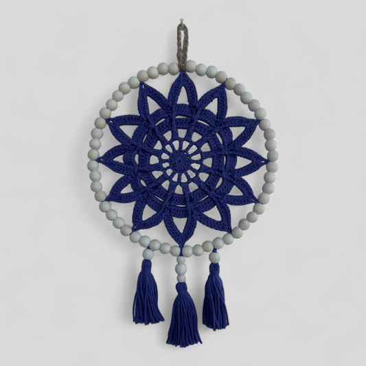 10" Handmade Wood Bead Frame Macrame Dreamcatcher - Nursery and Kid's Room Decor -- Purple