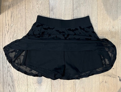 The Morbid Mini Skort - BATS - Flocked Bat Skirt with Built In Shorts - Ready to Ship