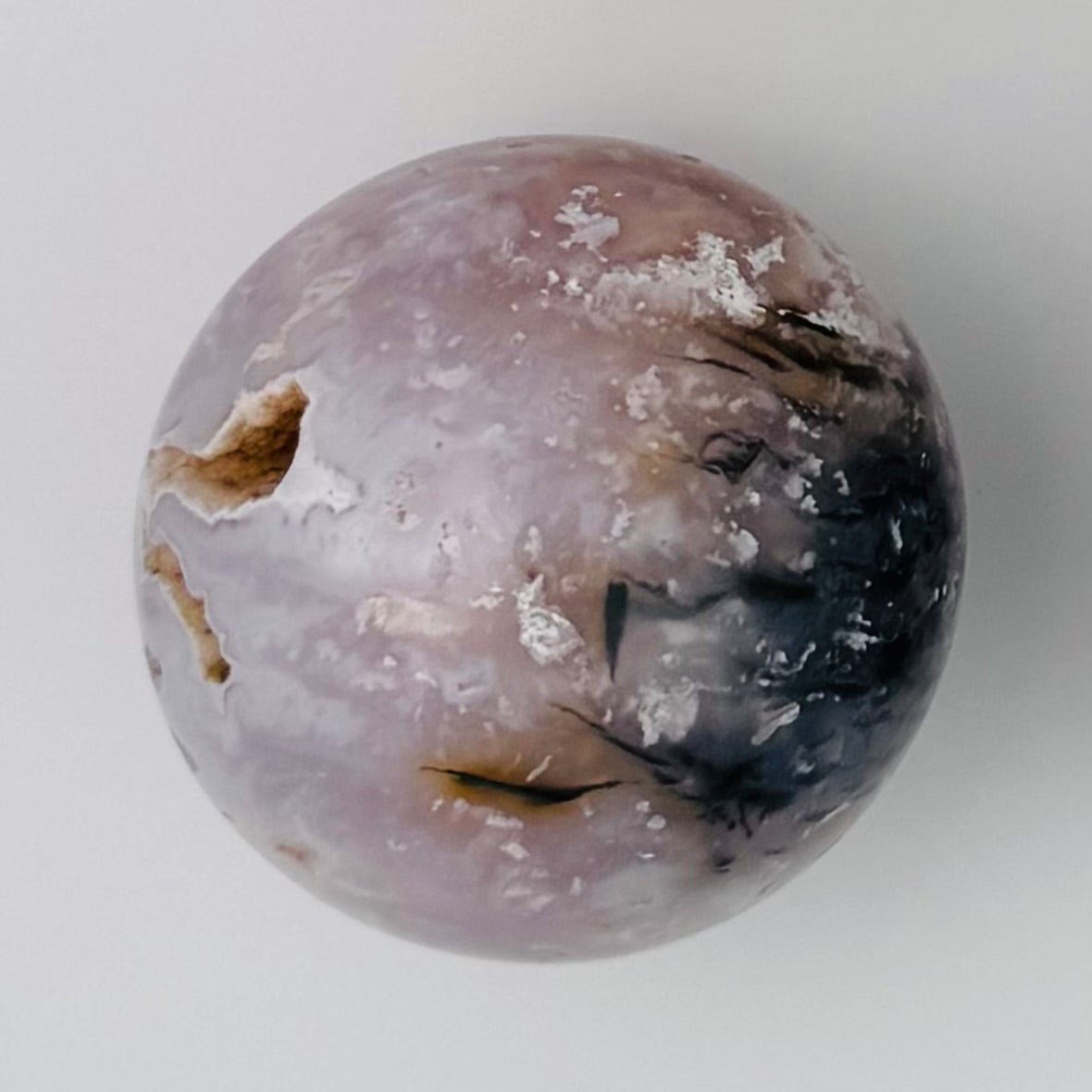 Plume Agate RARE Carvings – Sphere 50.5 mm