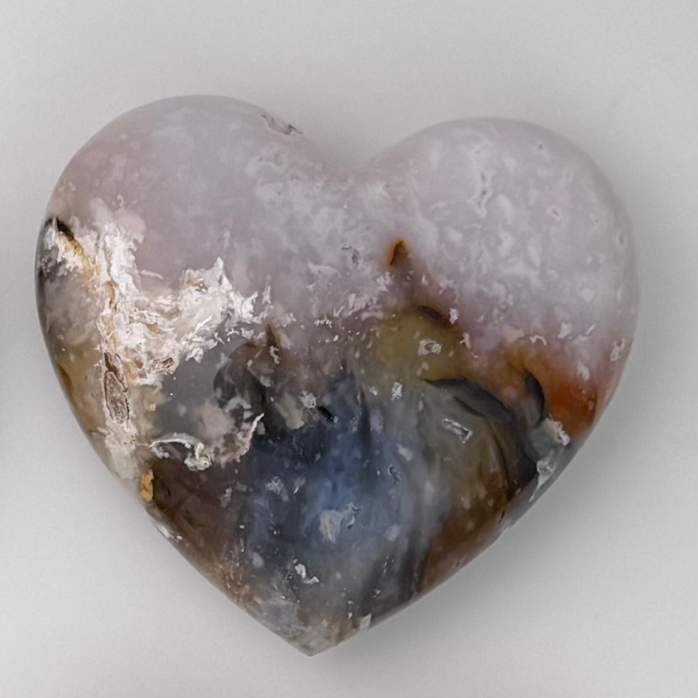 Plume Agate RARE Carvings – Heart 2.25"x2"x0.25"