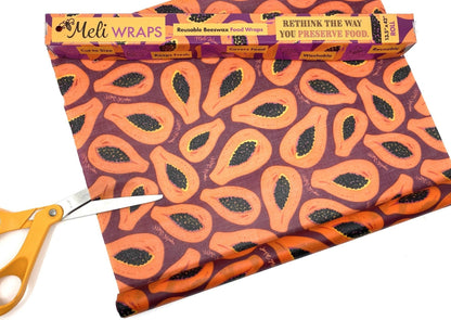 BULK ROLL Beeswax Wrap - Purple Papaya Print