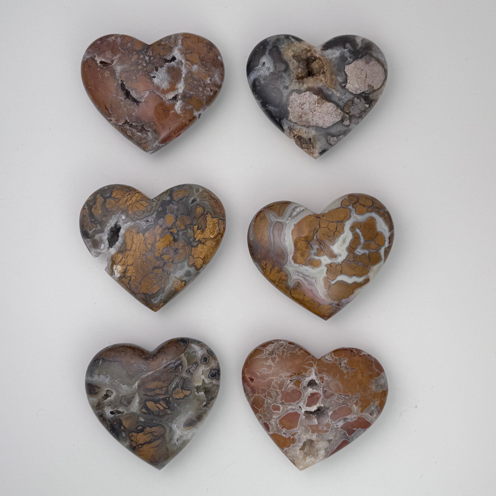 Brecciated Jasper Carvings – Rare Crystal of Courage & Nurturing – Heart 2.5"x2.5"