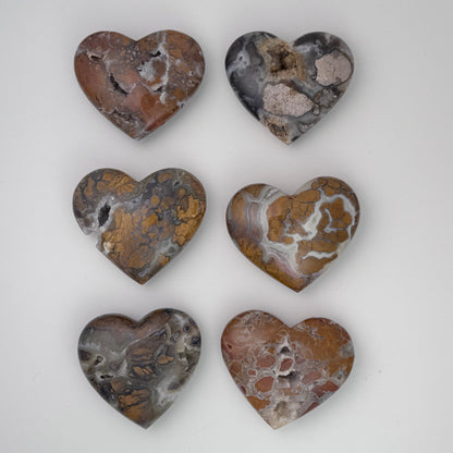 Brecciated Jasper Carvings – Rare Crystal of Courage & Nurturing – Heart 2.5"x2.5"