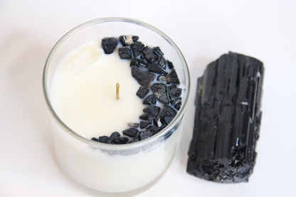 Black Tourmaline Crystal Chakra Candle