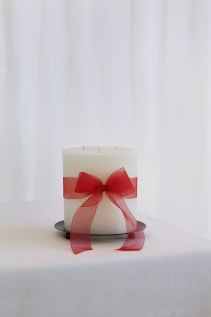 200h Burn | GRAND Beeswax Pillar Candle | Natural White