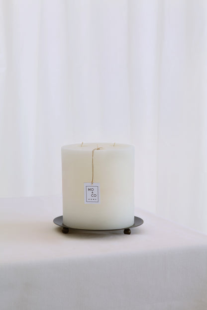 200h Burn | GRAND Beeswax Pillar Candle | Natural White