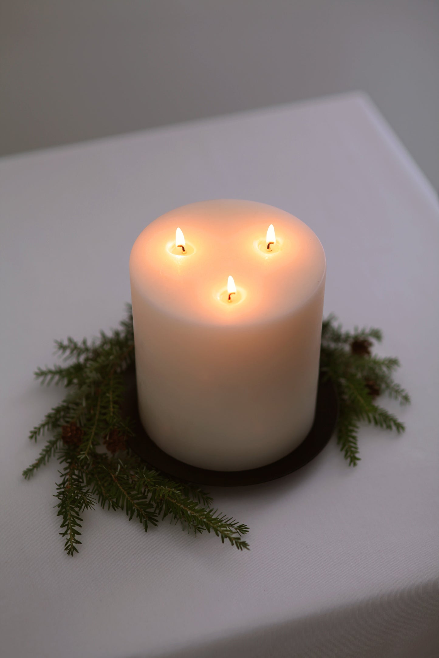 200h Burn | GRAND Beeswax Pillar Candle | Natural White