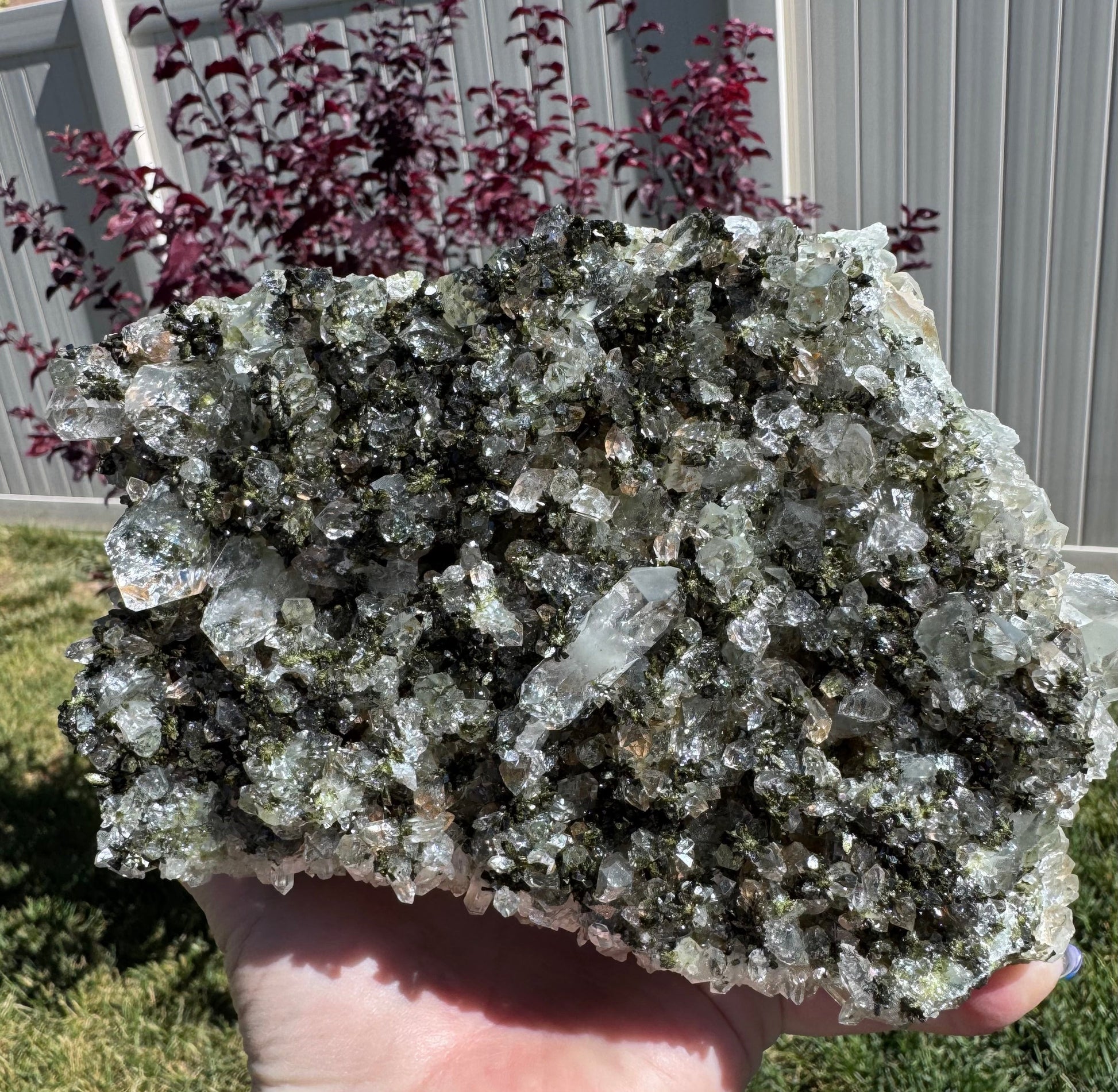 Epidote & Quartz Specimens from Turkey – Natural Mineral Crystals – Large 6x4x2"