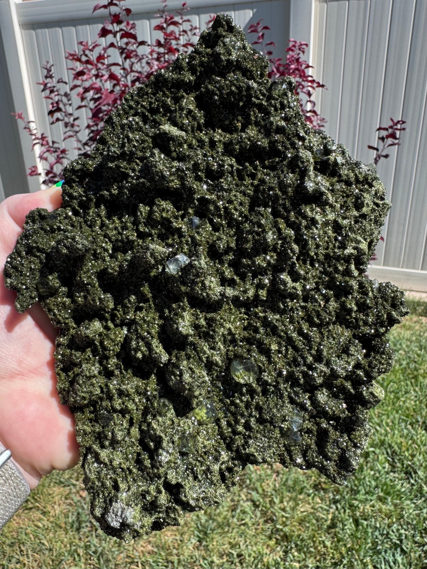 Epidote & Quartz Specimens from Turkey – Natural Mineral Crystals – Large 7.75x5.5x0.5"